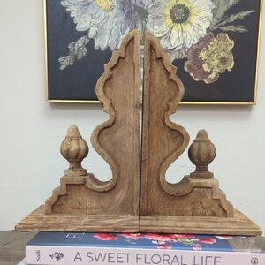Magnolia Home Brown Wooden Bookends. Rare Availability